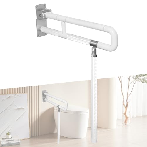 Barras de Agarre para Baño para Discapacitados Plegable Pasamanos Abatibles para Inodoro Mango Barras de Seguridad de Ayuda para Baño Rieles de Inodoro para Mayores Embarazadas Asa Sujeción de Ducha