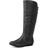 GLOBALWIN Women's Knee High Flat Boots - Slouchy Fashion Boots For Wide Calves