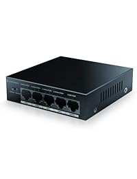 Amcrest 5 port Conmutador PoE + con PoE + 4 ports Power Over Ethernet Plus 802.3 at 58 W (amps5e4p at 58)