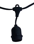 String Light Company Vintage 48-Ft Outdoor Commercial String Lights with 15 Suspended Sockets, 14 Gauge Black Cord (Bulbs not Included)
