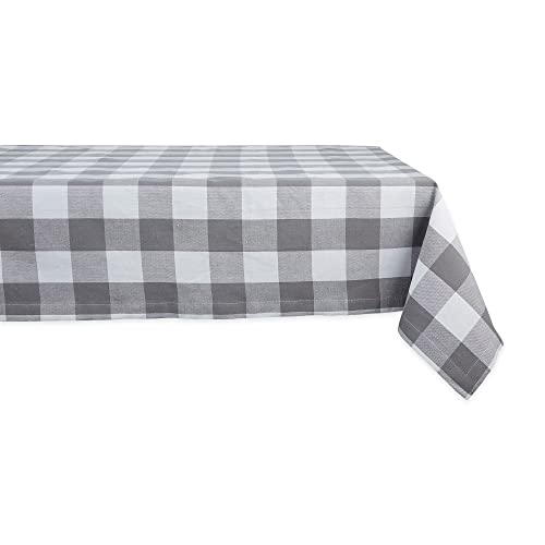 DII Buffalo Check Collection Classic Tablecloth 52 x 52-inch, Grey & White