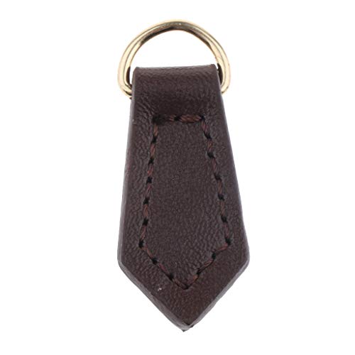 Fityle 2 Pieces Genuine Leather Zipper Pull Tags Puller Handbag Purse Wallet Accessories - Coffee, as described - Thumbnail 2