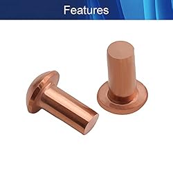 Aicosineg 100pcs 0.24" Length Copper Solid Rivets