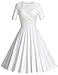 MUXXN Women's 50s Vintage Short Sleeve Pleated Swing Dress