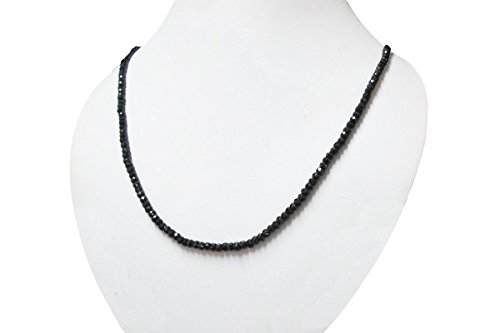 Black Spinel Beads Necklace Strand with Sterling Silver findings 16" Gemstone Handmade Jewelry