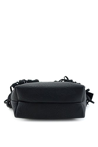 Small Fringe Crossbody Bag with Wrist Strap Black