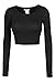 LE3NO Womens Fitted Long Sleeve Crop Top with Stretch, L3NWT1073_BLACK, Large