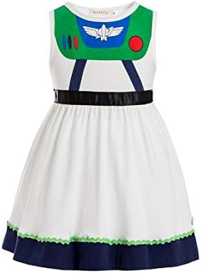 Waruila Juniors Costume Tunic Tank Dress Buzz Lightyear Costume Fancy Dress Jessie Costume Buzz Lightyear dress(White, 7-8)