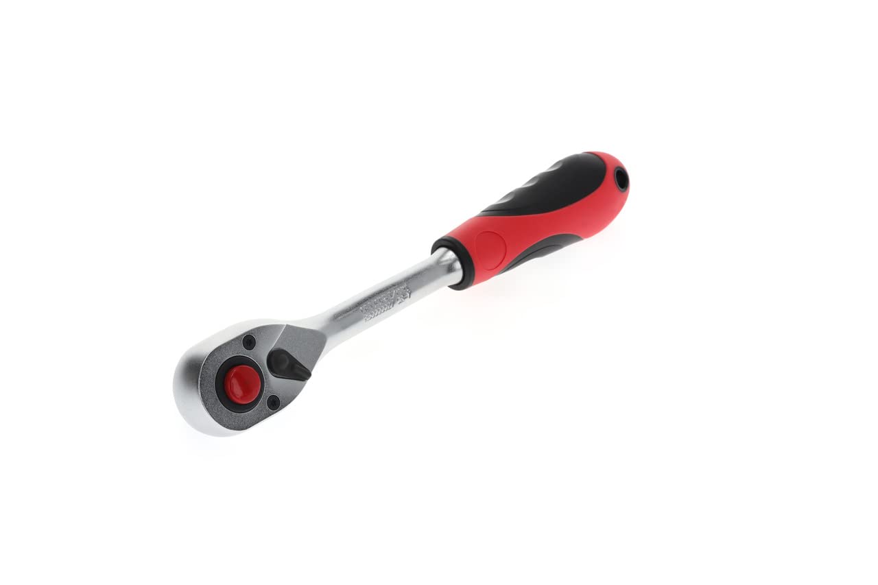 Gedore Red R60000027 Flex Ratchet Handle Lever with Dual-Component Handle (Fine-Toothed with 72 Teeth Length 250 mm.), 1/2-Inch, Red/Black
