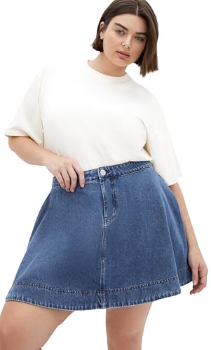 City Chic Women's Plus Size Skirt-Flare, Mid Denim