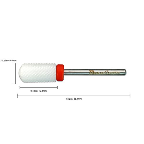 Beauticom Professional USA Ceramic White Smooth Top LARGE Barrel Antibacterial No Clogging Bit Nail Drill (Grit: FINE) 3/32" Shank Size