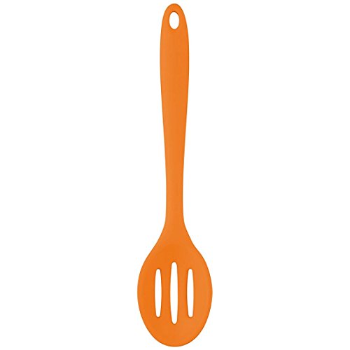 SODIAL(R) Kitchen Craft Colourworks Silicone Slotted Spoon, 27 Cm - Orange