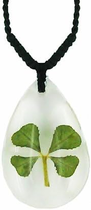 Luck TraderCeltic Lucky Real 4 Four Leaf Clover Clear Good Luck Pendant Necklace with Gift Box & Guarantee