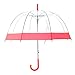 Artiron Colorful Trim Clear Umbrella Bubble Fashion Dome Auto Open Transparent Umbrella for Outdoor Weddings Windproof (Red Trim)