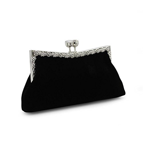 Kingluck Velvet With Rhinestone Wedding/Special Occasion Clutches/Evening Handbags(More Colors) (red) … (black) - Thumbnail 3
