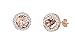NYC Sterling Women Rose Gold Plated Cubic Zirconia Round Simulated Morganite Halo Stud Earring (Round)