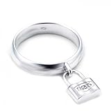 Dangle Charm Padlock Sterling Silver Ring