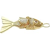 Tnyvm Gold Fish Charm Pendant, Sea Animal Golden Fish Shaped Gold Plated Pendants Pave Ocean Pendants for Men Women for DIY Bracelet Necklace Earrings Beading and Jewelry Making, Decorations