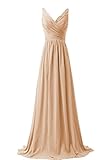 CaliaDress Women V Neck Long Bridesmaid Dress Prom Evening Gowns C015LF