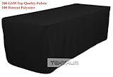 TEKTRUM 8-Feet Long Fitted Table DJ Jacket Cover for Trade Show - Thick/Heavy Duty/Durable Fabric - Black Color (TD-JKT-BLK-8FT)