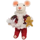 Bright Ideas Mouse With Gingerbread Man Felted Ornament