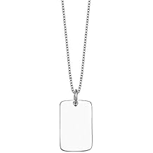 Women's Engravable 925 Sterling Silver Polished 12.5X17.5 I.D. Rectangular Tag Charm on 18