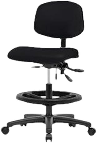 Thomas ECOM VMBCH-RG-T1-A0-CF-RG-c8540 Black Vinyl Medium Bench Height Chair with Nylon Base, Tilt and without Arm, Chrome Foot Ring, Glides