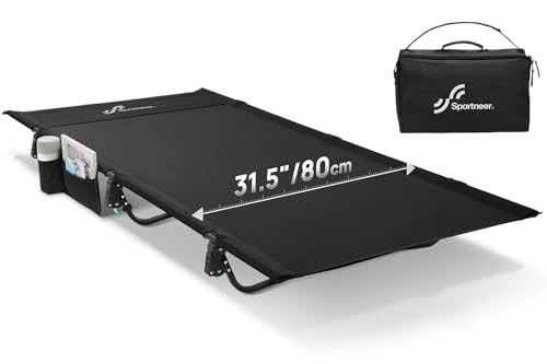 Sportneer Feldbett Klappbett Campingbett, 70/80cm Ultra Breit Feldbett XXL Campingliege Faltbar Leicht bis 150kg für Zelten Wandern Rucksackreisen Cam