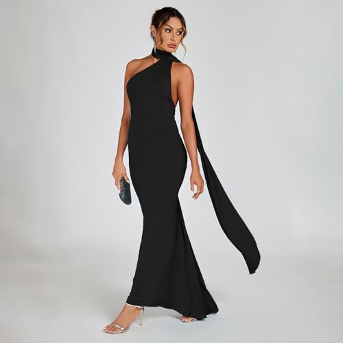 ABYOVRT Women Sexy Backless Bodycon Sleeveless Open Back Maxi Dress for Going Out, Elegant Party Cocktail Long Dress