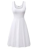 Herou Women Summer Beach Casual Flared Tank Dress (Medium, White)