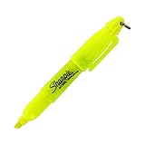 Sharpie Accent Mini Smear Guard Highlighter, Fluorescent Yellow, Chisel Tip, Pack of 12