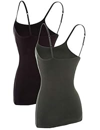 Camiseta básica básica para dama con sujetador de estante, correa ajustable para Spaghetti