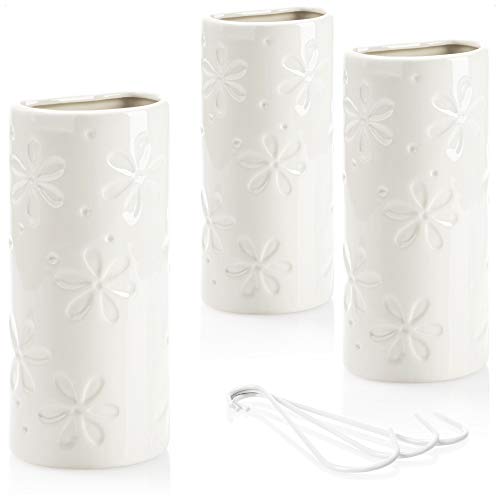 COM-FOUR® 3x air humidifier heating - radiator air humidifier semicircular - heating water evaporator made of ceramic (white-flower)