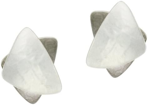 Marjorie Baer Stacked Triangle Clip Earring in Silver and Antique Silver