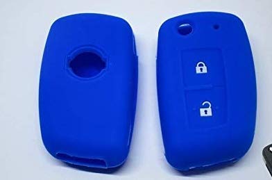 Key Shell Cover Compatible with Nissan Juke Qashqai Note Micra Silicone 2 Buttons Soft Case Protection Remote Control Car 7 Colours (Blue)