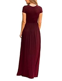 Euovmy - Maxi vestido de manga corta para mujer con bolsillos