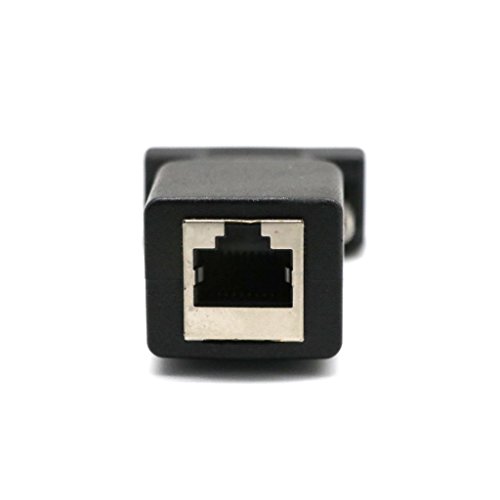 MonkeyJack 2 Pieces DB9 RS232 COM Male Port to RJ45 Female Connector Card DB9 Serial Port Extender to LAN CAT5 CAT6 RJ45 Network Ethernet Cable Adapter - Thumbnail 2