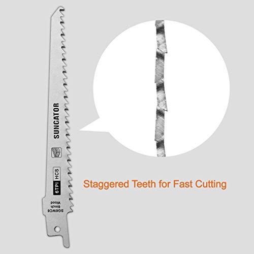 image for 12-Piece 6 Inch Reciprocating Saw Blades, SUNGATOR Wood Cutting Sawzal