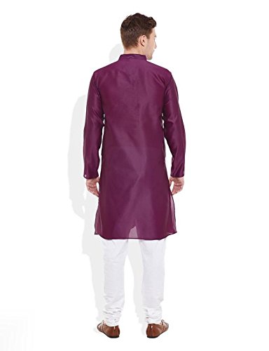 very me men purple colour chevron dupion kurta pyjama set