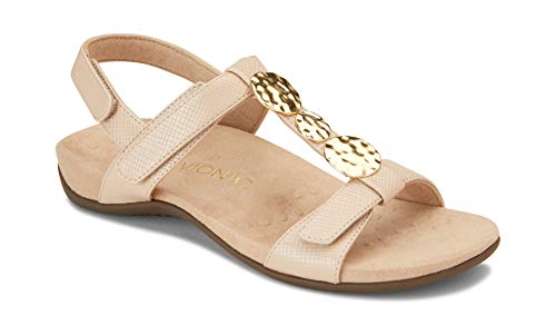Women's Rest Farra Backstrap Sandal - Ladies Adjustable Sandals with Concealed Orthotic Support Nude lizard 8 Wide US