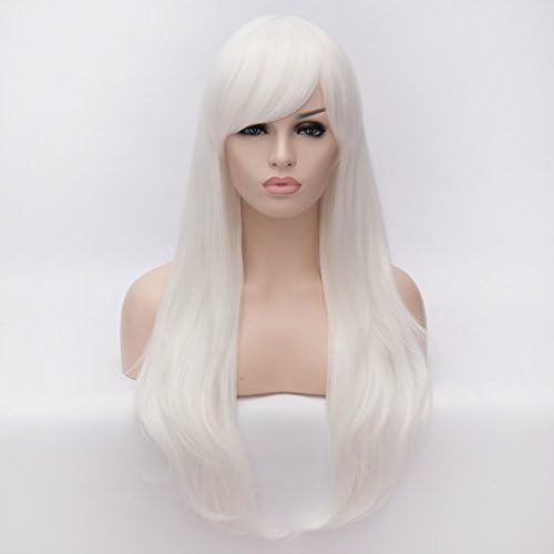 Aosler Women's White Long Wig,26 Inches Curly Synthetic Hair Wigs - Heat Friendly Cosplay Party Costume Wigs for Halloween