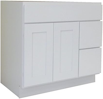 NGY WS-3621DR Shaker Vanity Cabinet Maple Wood, 36" L, White