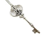Large Skeleton Key Necklace, Antique Silver Finish Key, Ornate Victorian Style, Crown Necklace, Long Necklace