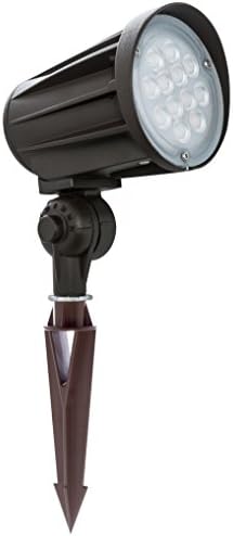 Westgate Lighting LED 12 Volt Outdoor Landscape Garden Bullet Flood Lights - Path Walkway Lawn Spotlights - Wire/Spike Accessories Included - IP67 Waterproof - High Lumen (12W 3000K Warm White Bronze)