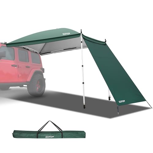 GOTIDY Car Awning Camping Tent, Waterproof Car Awning Sun Shelter with Awning Wall Extension, Pop Up Camper Awning for SUV Truck Van RV Campers and More (Green)