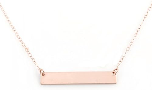 Bar Necklace with Engravable Pendant, 14k Rose Gold Filled, 18", by Wild Moonstone