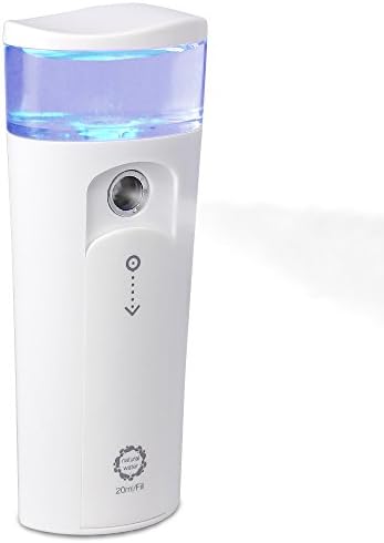 2-in-1 Handheld Ultrasonic Nano Mist Spray | Cool Facial Humidifier | Eyelash Mister (White)