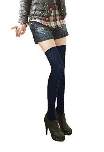 Yamer Ladys Navy Sexy Stockings Long Thigh High Lingerie Socks for Women for Sex