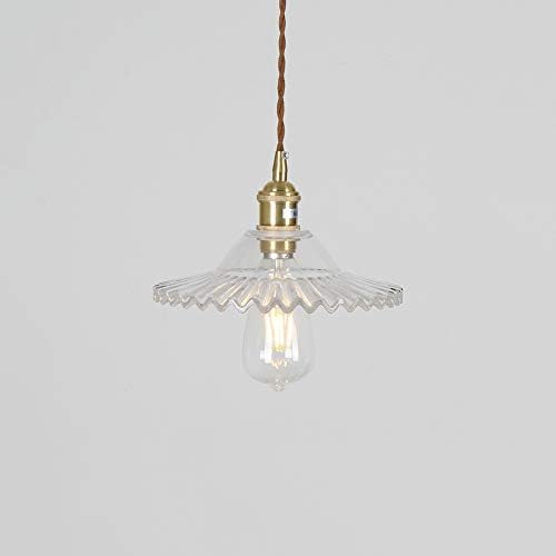 Modenny Nordic Ceiling Lamp E27 Brass Glass Single Head Adjustable Bedside Hanging Pendant Light Restaurant Creative Suspension Lanterns Lighting Cafe Bedroom Study Decoration (Color : Clear)
