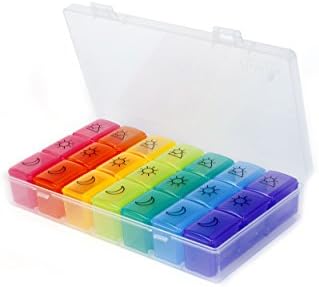 Weekly Pill Organizer, 3 Times a Day, 21 Compartments Pill Organizer Box for Pills Vitamins Cod Liver Oil (Pill Case)